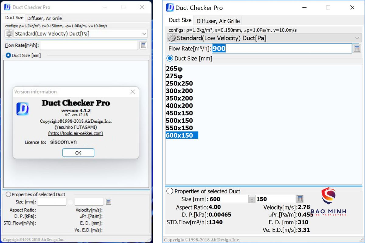 Tính toán ống gió bằng phần mềm Duct checker 4.2.25 mới nhất